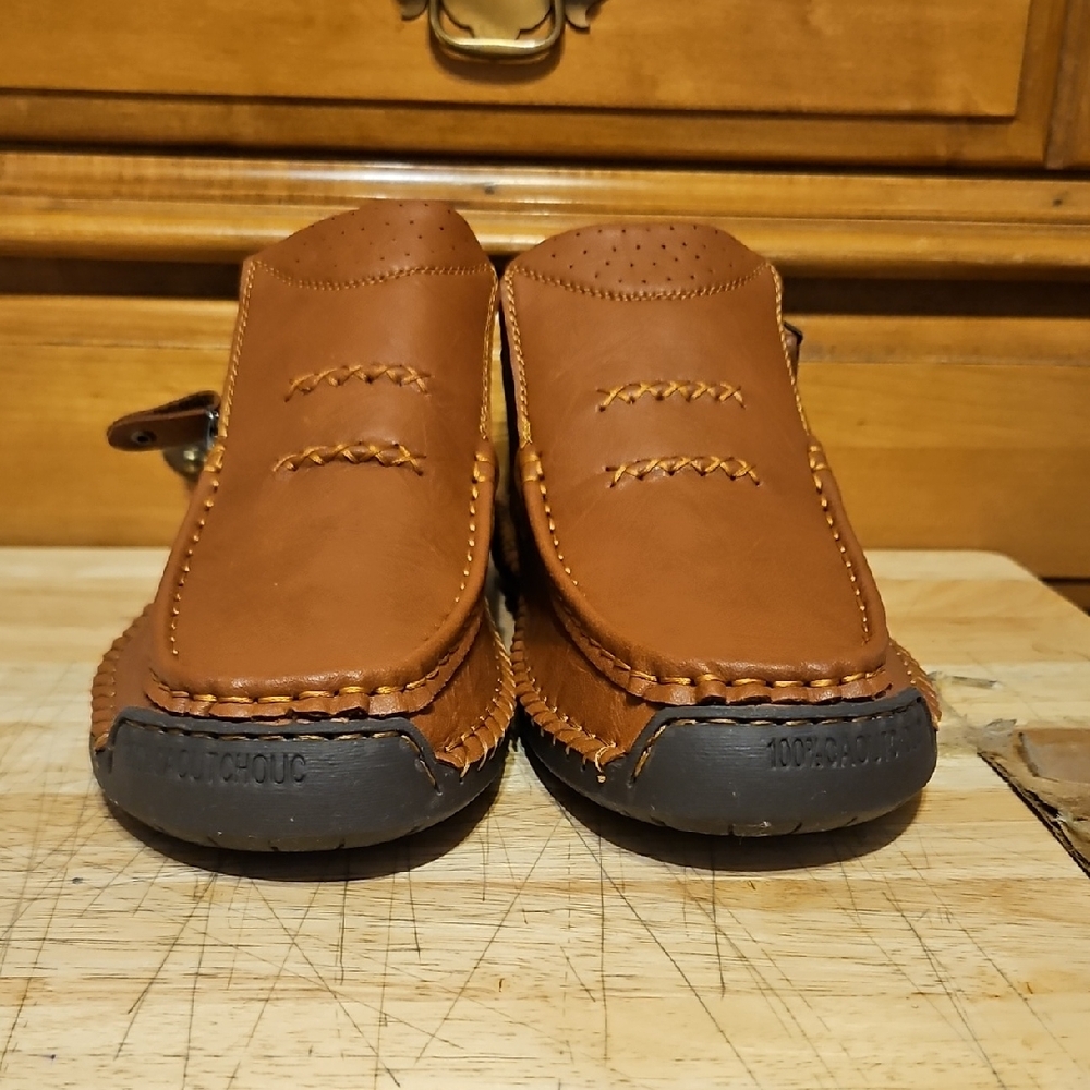 Caoutchouc Men's Tan Leather Slip-On Loafers